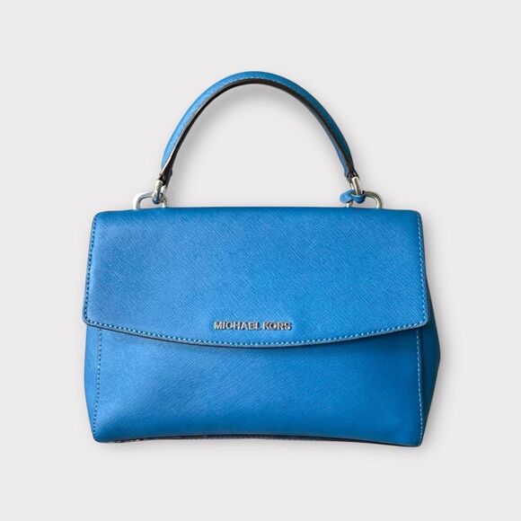 Michael Kors Denim Blue Ava Top Handle Satchel NWOT - Picture 4 of 14